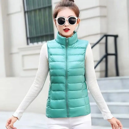 2026 White Duck Down Jacket Women Vest Autumn Winter Sleeveless Waistcoat Warm Lightweight Puffer Jacket Female Tops Outwear