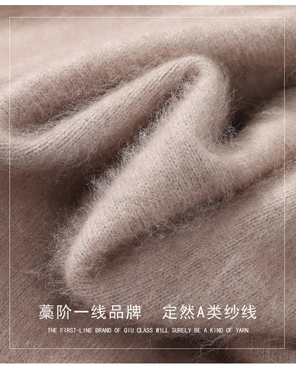 Men's 100% Pure Mink Cashmere Sweater V-neck Pullover Knit Bottoming Shirt Autumn And Winter New Long-Sleeve High-End Mink Tops