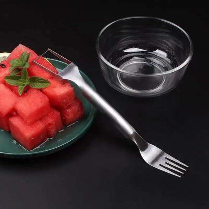 2-in-1 Watermelon Slicer & Fork – Stainless Steel Fruit Cutter