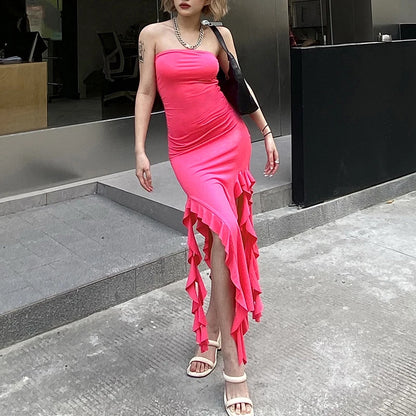 One Shoulder Dress - Slim Fit Summer Fashion Bra Wrap Ankle Length Dress