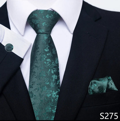 Mens Blue Gold Tie  Pocket Square Set - Wedding  Party Accessories