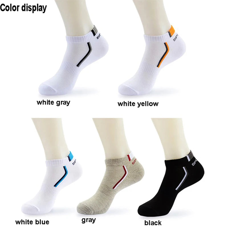 5 Pairs/Lot Spring Summer Men's Socks Breathable Ankle Cotton Sport Socks Mesh Casual Athletic Thin Short Sokken Size 38-48