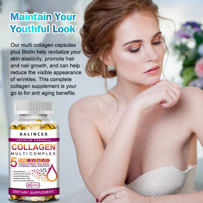 Collagen Peptide Multi-Hair, Skin & Nails, Digestive & Joint Health Supplement, Hydrolyzed Collagen, 120 Capsules