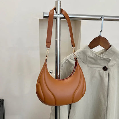 French Handbag Shoulder Bag – Women's Textured PU Leather Crossbody With Adjustable Strap