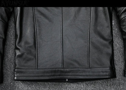 Mens Leather Jacket Autumn Men Clothing Handsome Motorcycle Jackets Two Colors Short Coats Kurtka Męska Skórzana Slim