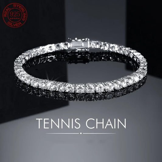Zircon Tennis Bracelet – 925 Silver, 18K Gold-Plated