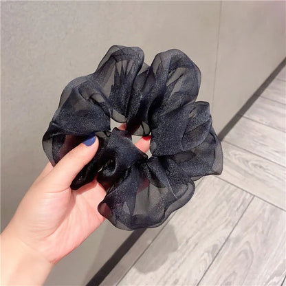 Summer Organza Silk Scrunchies Elastic Hair Bands for Women Fashion Hair Rope Ponytail Holder Ties Girl Hair Accessories