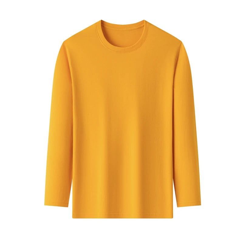 Men's Cotton T-Shirt - Long Sleeve Tee | Breathable Solid Color Shirt, Casual Summer Top