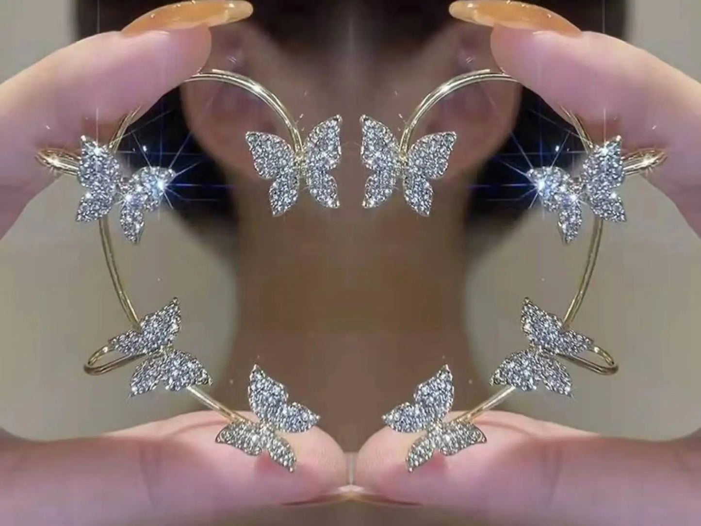 Silver Plated Metal Butterfly Ear Clips Without Piercing for Women Sparkling Zircon Ear Cuff Clip Earrings Wedding Jewelry