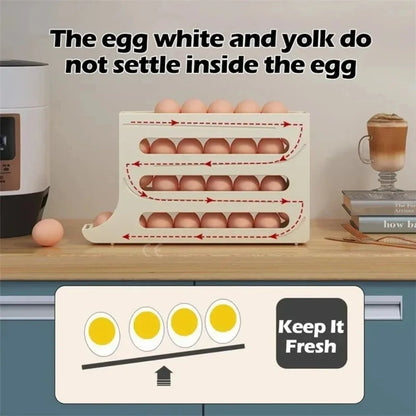 4-Tier Rolling Egg Holder Dispenser - Refrigerator Egg Storage Box