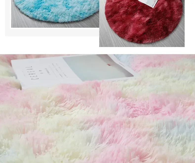 Plush Round Rug – Soft Area Carpet | Fluffy White Rug for Living Room