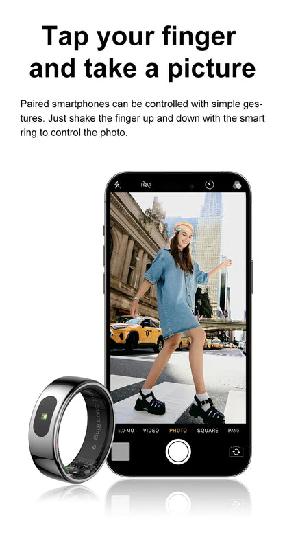 R08 Smart Ring For Men Women Touch Control Function Health Monitor IP68 5ATM Waterproof Skin Temperature Measure Smart Ring New