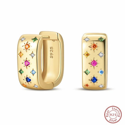 Silver Gold Pearl Earrings - 925 Sterling Silver Bee Star Moon Design Studs