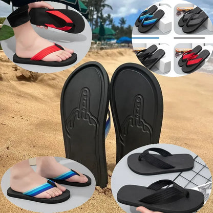 Quick- Dry Hidden Middle Finger Slippers Figure with Legs Flip Flops Parody Middle Finger Beach Summer Comfort Non Slip Sandal
