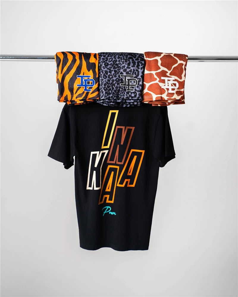 Summer Men's INAKA IP Leopard Print Mesh Shorts Elastic Waist Drawstring Breathable Quick Dry Gym Workout Fitness Casual Pants