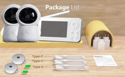 WiFi Baby Monitor - 2K 3MP Dual Camera Split Screen with PTZ & Auto Night Vision