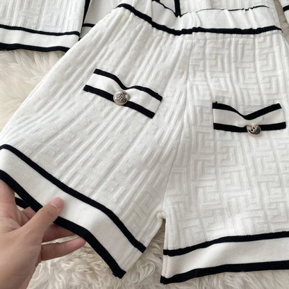SINGREINY Autumn Knitwear 3PC Sets Long Sleeves Cardigan+Single Breasted Spaghetti Strap+High Waist Elastic Shorts Casual Suits