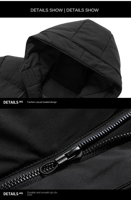 High Quality Long Cotton-padded Coat Warm Simple Solid Color Thin Look High Trend All Quality Fabric Comfortable Men's Parkas