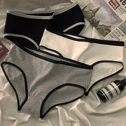 3PCS Women's Cotton Panties Simple Casual Mid-rise Seamless Briefs High-stretch Underwear Comfortable Breathable Underpanties