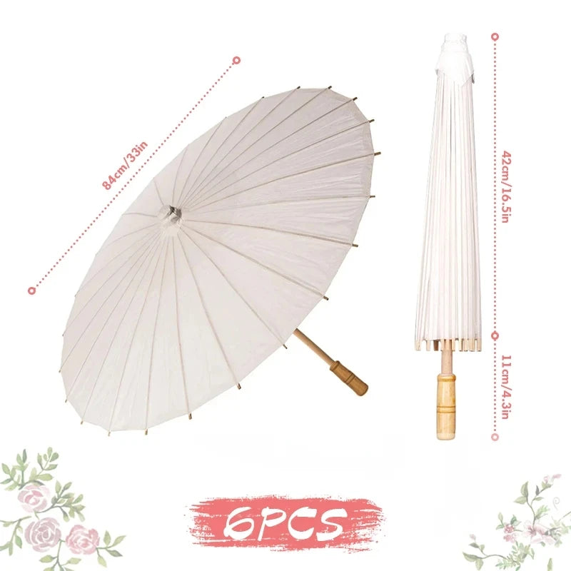 60/84cm Wedding Paper Umbrellas Chinese Wooden handle White DIY  Rustic Photography Props for Baby Shower Party Wedding