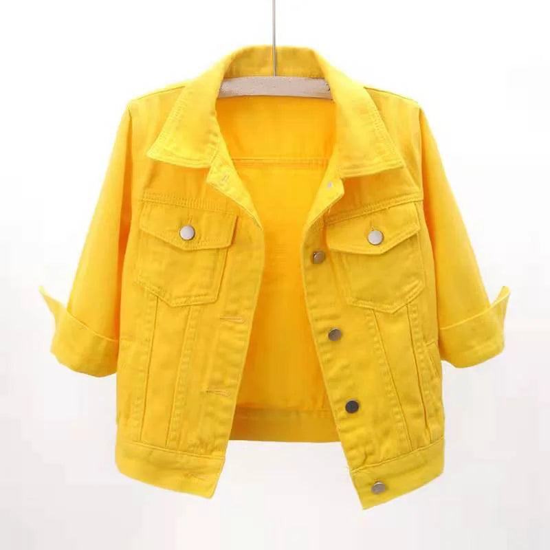 2025 New Spring Summer Women Short Denim Jacket  Fashion Slim Jeans Cape Coat
