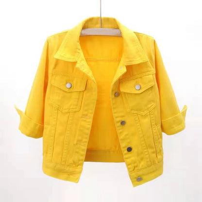 2025 New Spring Summer Women Short Denim Jacket  Fashion Slim Jeans Cape Coat