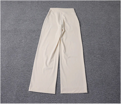 High Quality High-waist Loose Straight-leg Yoga Pants Women's Skin Friendly Nudity Casual Drawstring Quick-dry Gym Bell-bottoms