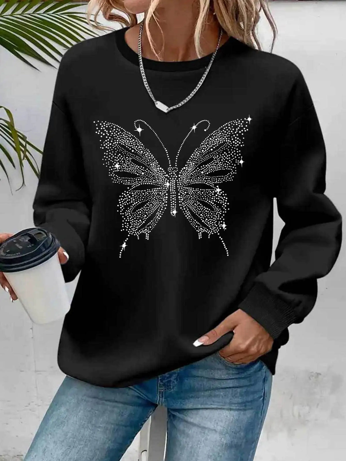 Women's Casual Heart Print Pullover Sweatshirt Geometric Design Long Sleeve Round Neck Machine Washable Regular Fit for Autum