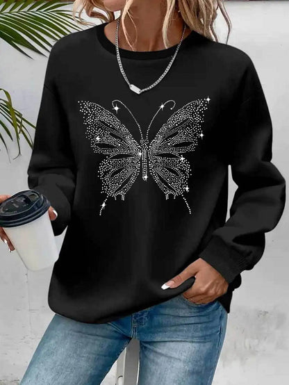 Women's Casual Heart Print Pullover Sweatshirt Geometric Design Long Sleeve Round Neck Machine Washable Regular Fit for Autum