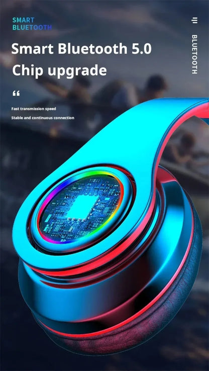 Surround Sound Stereo Wireless Earphone Head-Mounted Gaming Headphones Blutooth with Micro Phone Colourful PC Laptop Headset