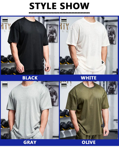Men Gym Muscle Shirt - Quick Dry Workout Tee, Loose Fit Running & Training Top