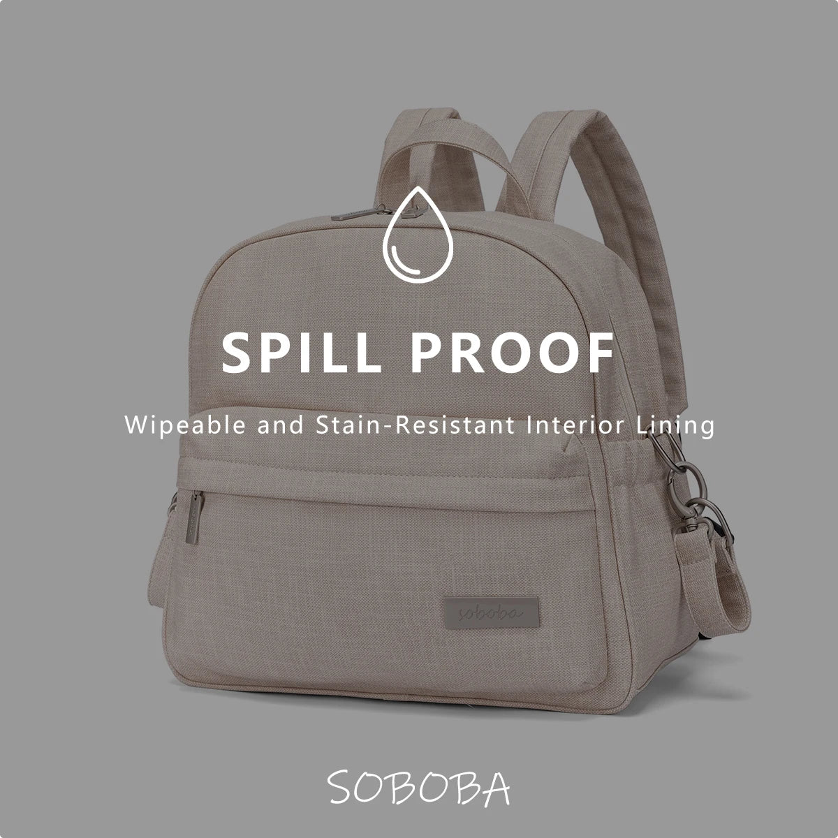 Soboba Stylish Diaper Backpack for Women Solid Fashion Waterproof Large Capacity Multi-funcional Nappy Changing Bag with 2 Strap