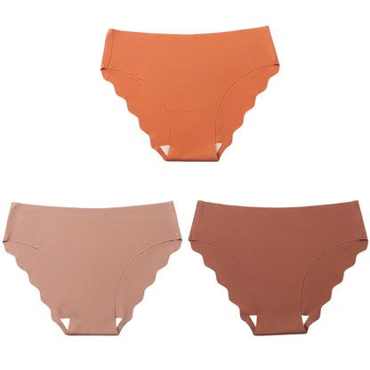 3pcs Women's Seamless Ice Silk Panties Female Mid Waist Plus Size Leopard Print Underwear Girls Fashion Brief Lady Comfort Panty