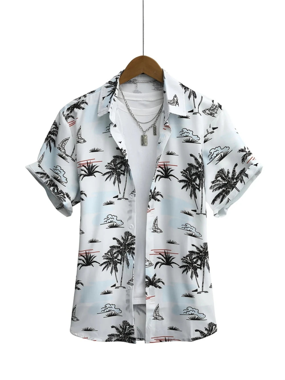 Simple Men's Shirt 3D Printed Retro Fashion Topshort Sleeve Beach Sweatshirt Street Hawaii Short Sleeved Shirt Men's Clothing