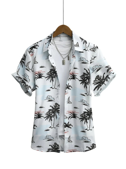 Simple Men's Shirt 3D Printed Retro Fashion Topshort Sleeve Beach Sweatshirt Street Hawaii Short Sleeved Shirt Men's Clothing