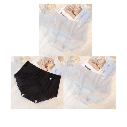 3PCS Women Summer Panties Sexy Lingerie Ice Silk Quick Drying Briefs Female Seamless Solid Color Underpants Cool Panties