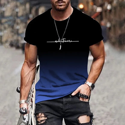 Men's Breathable T-Shirt - Lightweight Summer Outdoor Streetwear Top With Gradient Print