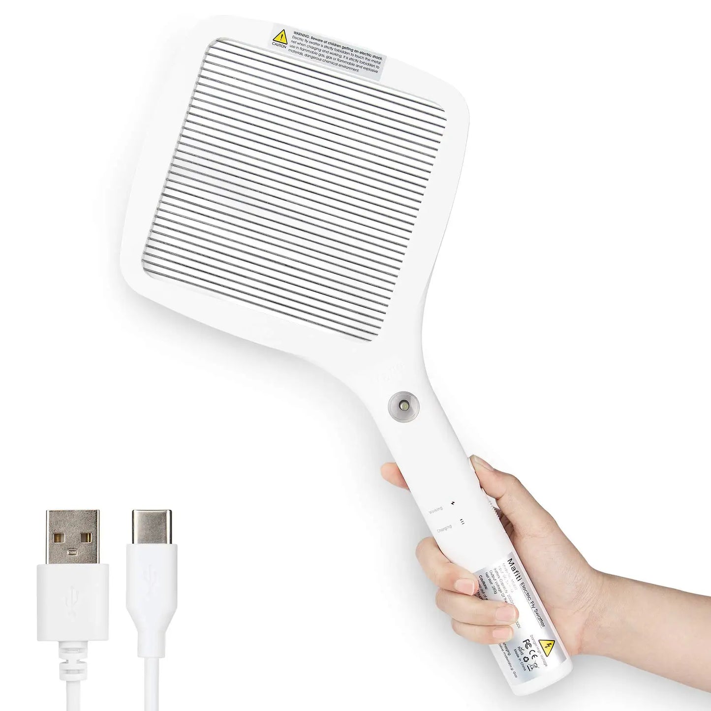 Mafiti Electric Fly Swatter Rechargeable Mosquito Zapper Bug Zapper Racket Fly Killer Indoor Outdoor Light Camping Accessories