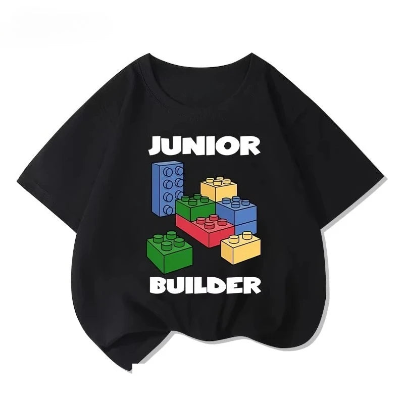Lego educational cartoon print summer boys and girls 100% cotton short sleeved T-shirt