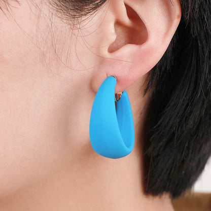 Summer Big Neon Colorful Acrylic C Shaped Hoop Clip on Earrings Geometric Round Earrings for Women Fashion Non Piercing Jewelry