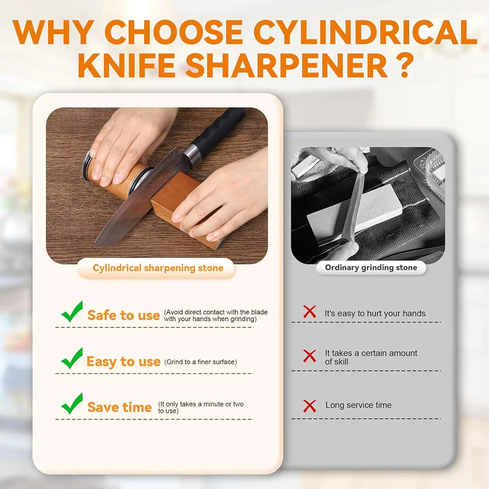 Rolling Knife Sharpener | Double Sided Diamond Sharpening Stone with Magnetic Angle
