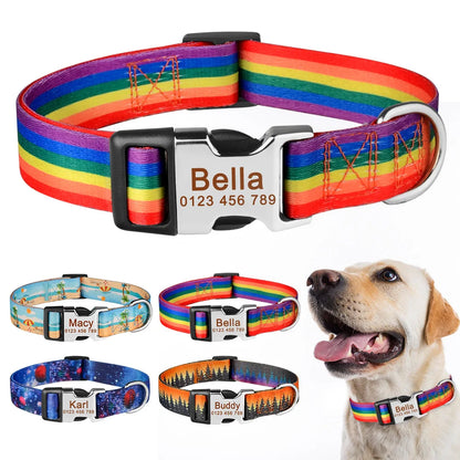 Personalized Dog Collar Custom Engraved Name ID Tag Nameplate Adjustable Small Large Medium Puppy Pet Dogs Collars