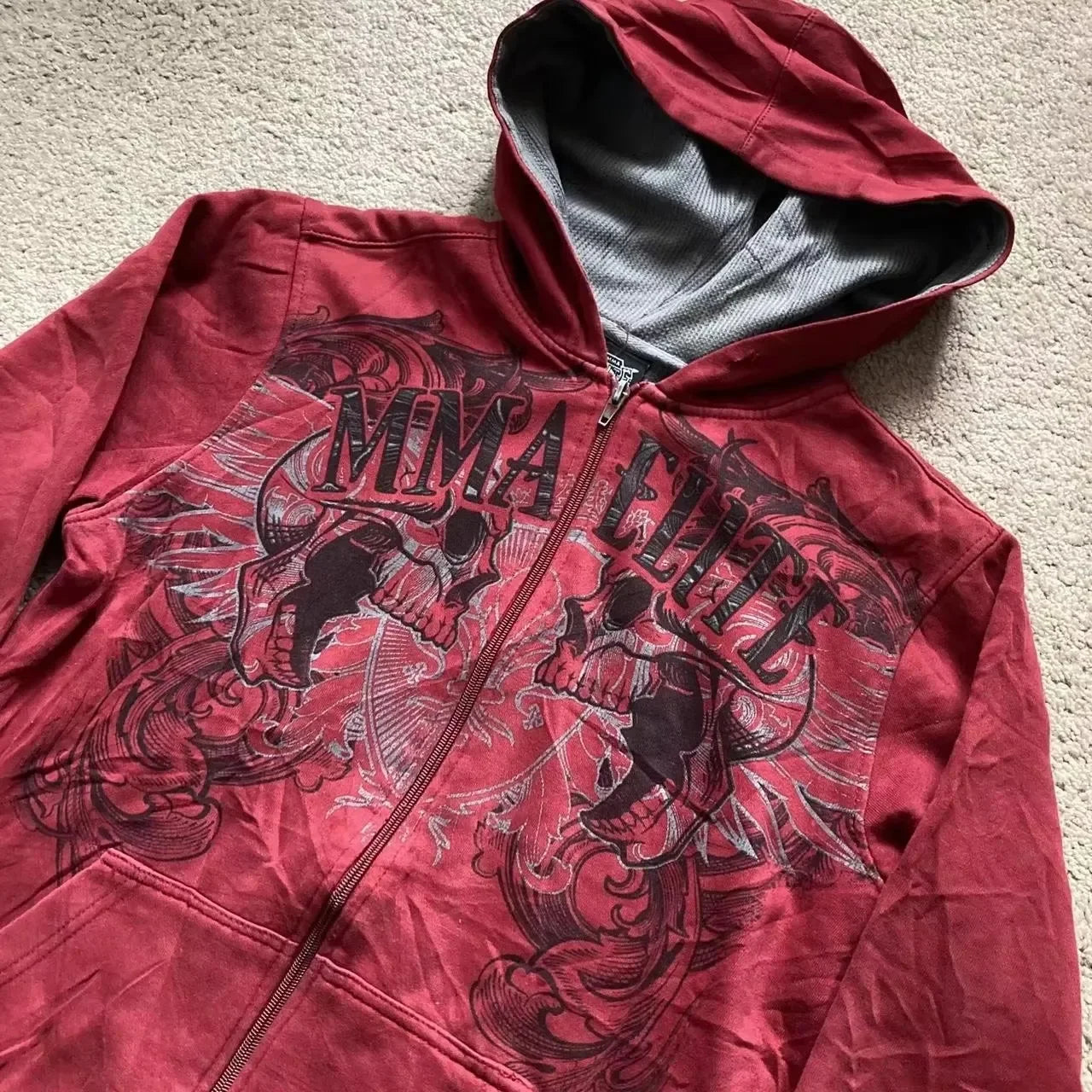 Y2K New American Tapout Zipper Hoodie Sweatshirt Men Hip Hop Letter Retro Graphic Embroidery Hoodie Jacket Clothes Streetwear