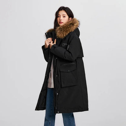 Women Goose Down Jacket | Waterproof Winter Coat with Thermal Insulation & Loose Fit Design