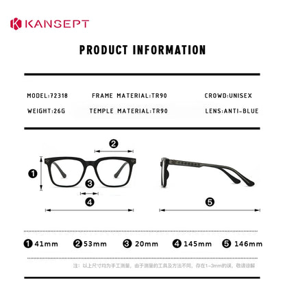 Reading Glasses Men - KANSEPT Rectangle Eyewear with Blue Light Lenses & Anti-Reflective Coating