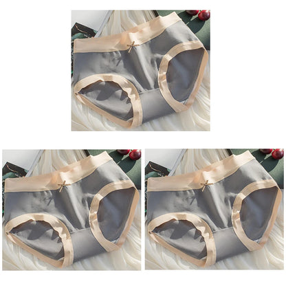 Cotton Women Panties - Mid Waist Breathable Cotton Briefs With Bow Decoration
