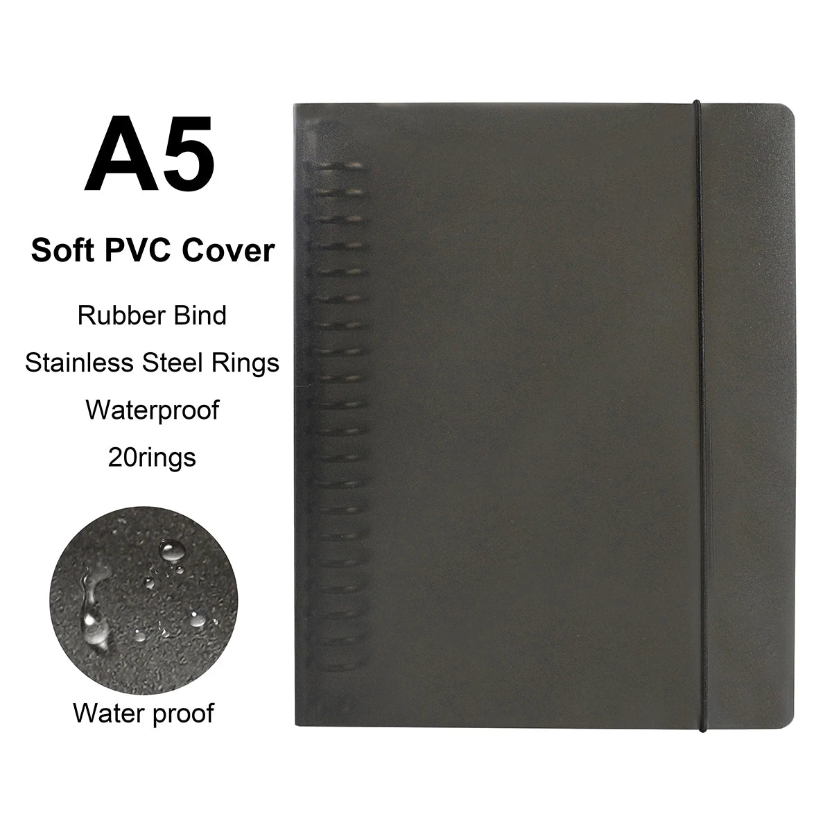 Loose Leaf Notebook - Waterproof Binder Cover With Metal Ring & Detachable Pages