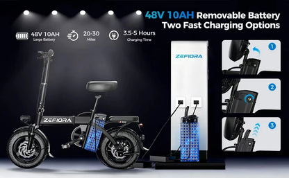 Adult 500W 48V Electric Bike, 14" Aluminum Alloy Ebike for Urban City Cycling Men Women, UL2849 Certified, Free Local Shipping
