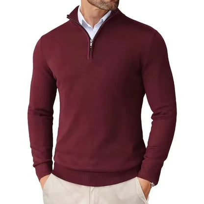 Men's Quarter Zip Up Sweaters Slim Fit Lightweight Pullover Outdoor Mock Neck Tops Half Turtleneck Knitted Streetwear