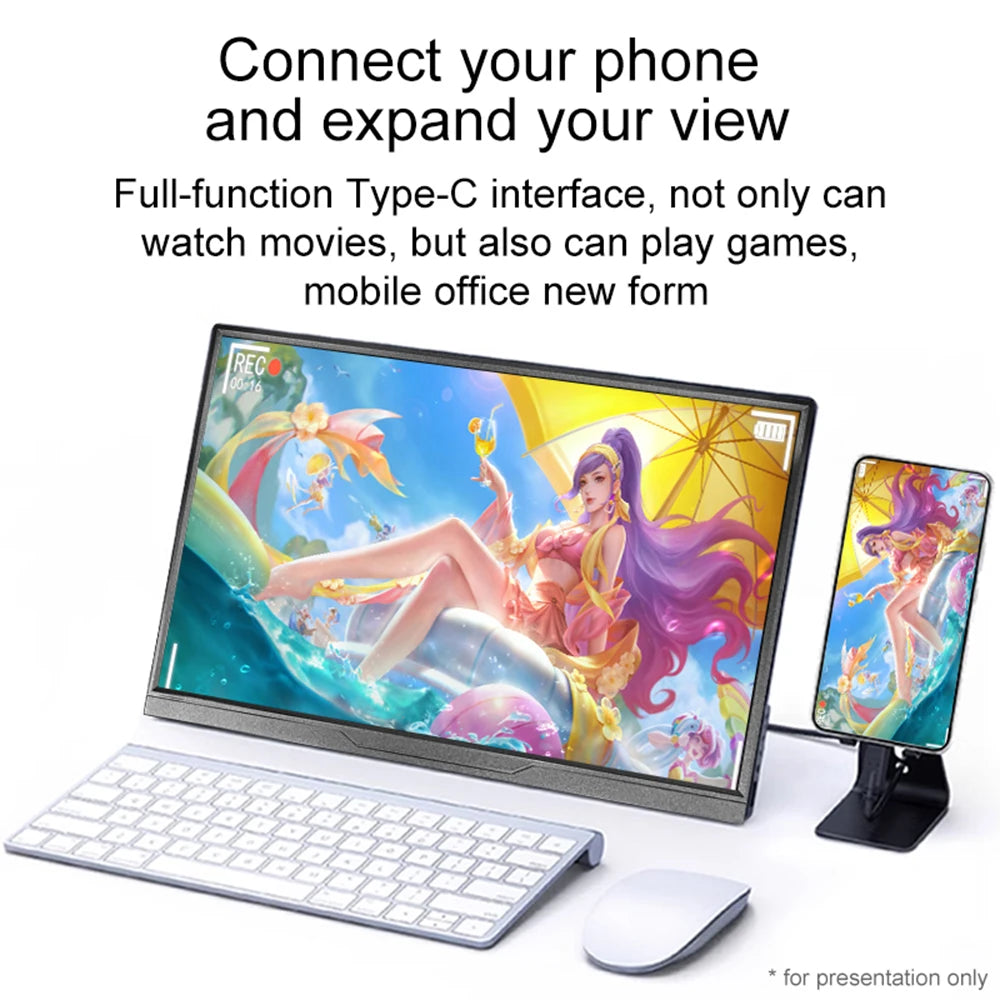 16inch Portable Monitor - USB C Portable Display | IPS Panel Slim Travel Monitor
